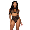 LEG AVENUE - TWO PIECES SET HALTER CROP TOP & THONG PANTY PANTY