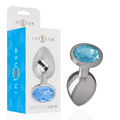 INTENSE - ALUMINUM METAL ANAL PLUG WITH BLUE GLASS