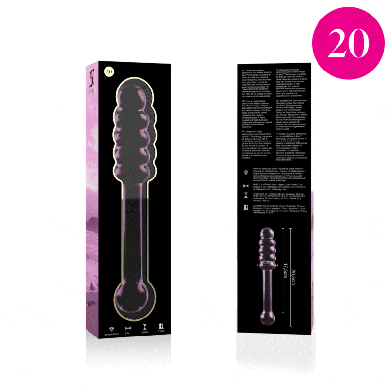 NEBULA SERIES BY IBIZA - MODEL 20 DILDO BOROSILICATE GLASS PINK 20.5 CM -O- 3 CM