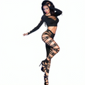 CHILIROSE - CR 3654 TOP & LEGGINS BLACK