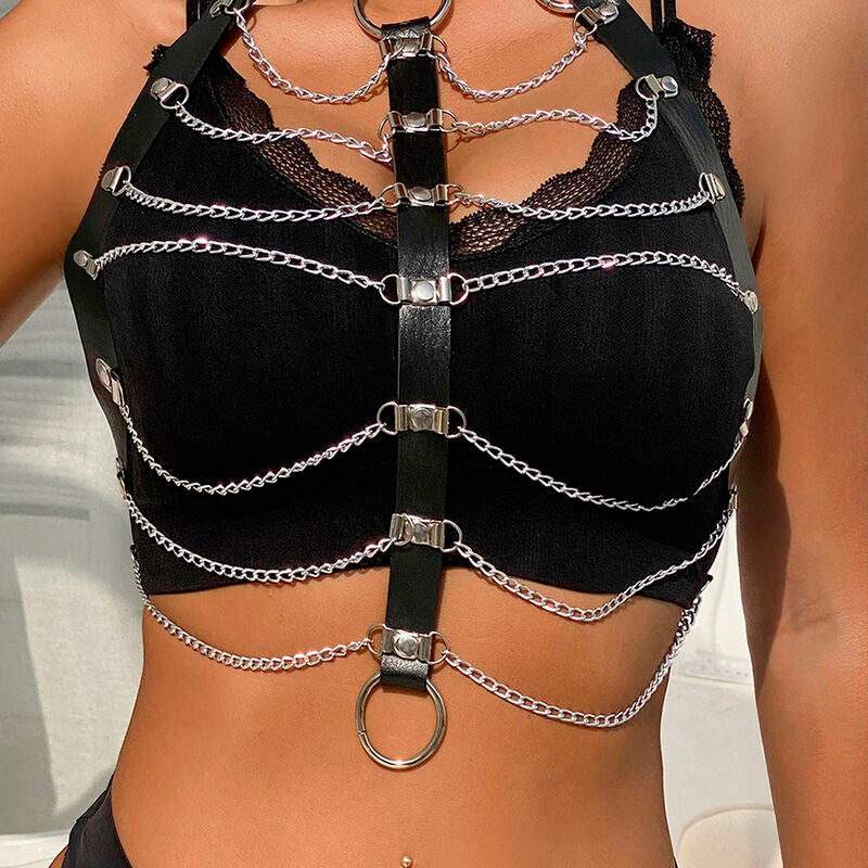SUBBLIME - CHEST HARNESS LEATHER CHAINS BLACK
