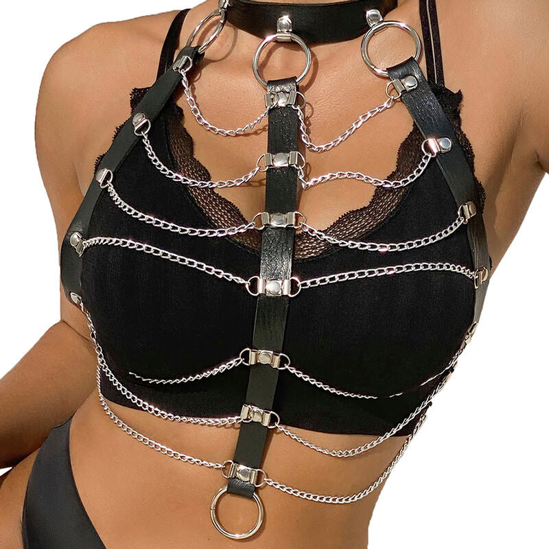 SUBBLIME - CHEST HARNESS LEATHER CHAINS BLACK