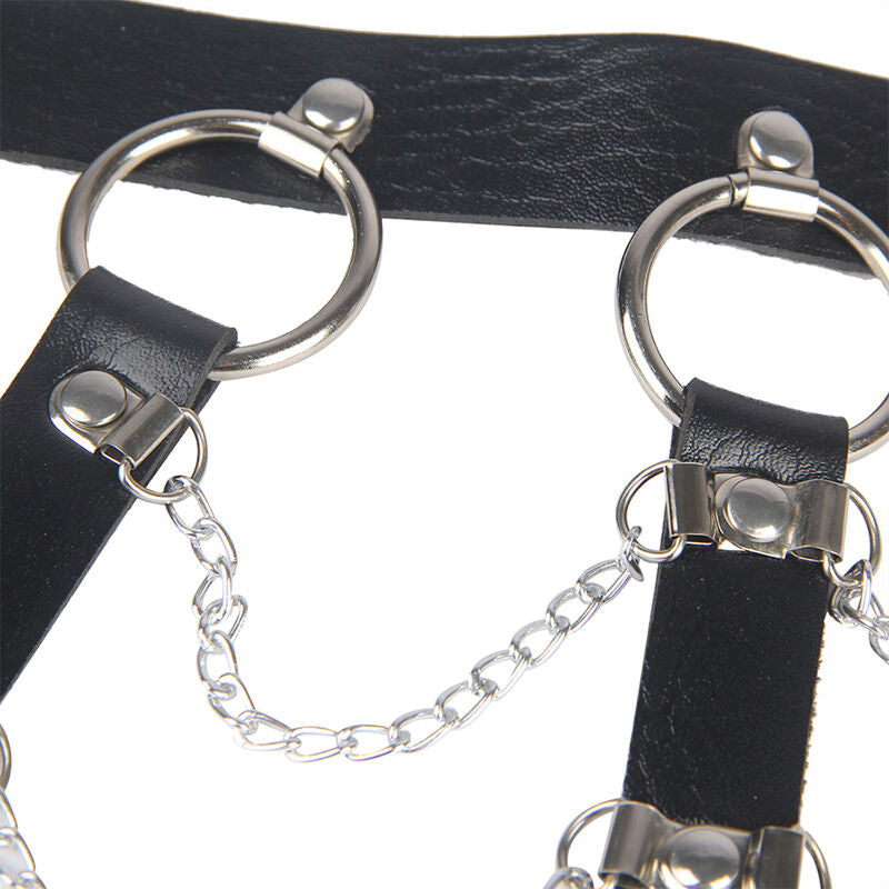 SUBBLIME - CHEST HARNESS LEATHER CHAINS BLACK