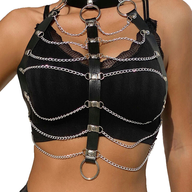 SUBBLIME - CHEST HARNESS LEATHER CHAINS BLACK