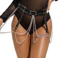 SUBBLIME - LEATHER RING CHAINBELT BLACK