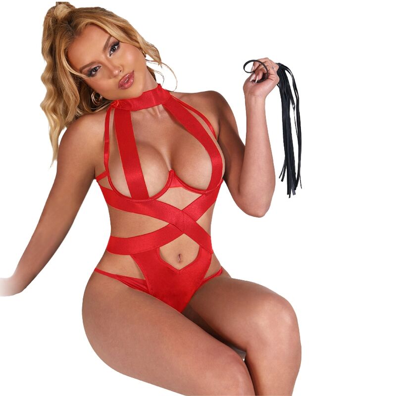 SUBBLIME - SEXY HALTER BODY WITH HARNESS RED