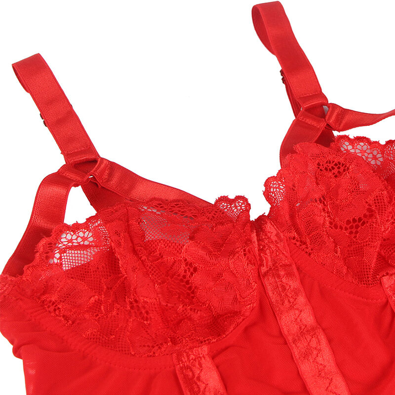 SUBBLIME - TEDDY WITH GARTER STRAP DETAIL CHEST RED L/XL