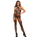 SUBBLIME - 952105 FISHNET CROTCHLESS BODYSTOCKING WITH HALTER NECK AND OPEN BACK BLACK
