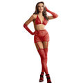 SUBBLIME - 952181 FISHNET BODYSTOCKING WITH GLOVES AND DIAMONDS RED