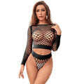 SUBBLIME - 952228 2 PIECE LONG SLEEVE FISHNET SET BLACK