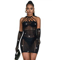 SUBBLIME - 952235 FISHNET DRESS WITH RHINESTONES  BLACK