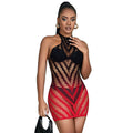 SUBBLIME - 952242 RED AND BLACK DEGRADED ELASTIC FISHNET DRESS