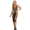 SUBBLIME - 952310 LONG BLACK FISHNET DRESS