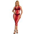 SUBBLIME - 952327 LONG RED FISHNET DRESS