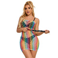 SUBBLIME - 952365 RAINBOW BARE SHOULDER FISHNET DRESS
