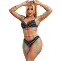 SUBBLIME - 952440 2-PIECE FISHNET SET LONG SLEEVE RAINBOW
