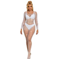SUBBLIME - 952396 FISHNET BODYSTOCKING WITH DIAMONDS LONG SLEEVE WHITE