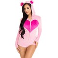 LEG AVENUE - TEDDY BEAR VELVET BODYSUIT PINK