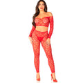 LEG AVENUE - CROP TOP + STOCKINGS RED