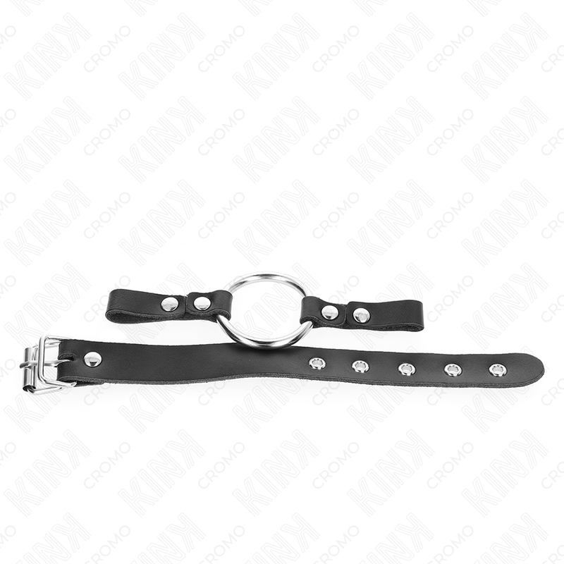 KINK - LEATHER PENIS RING WITH BUCKLE CLOSURE 22 X 2 CM WITH METAL RING 4 CM