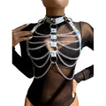 SUBBLIME - 953737 CHEST HARNESS WITH RINGS AND CHAINS SILVER