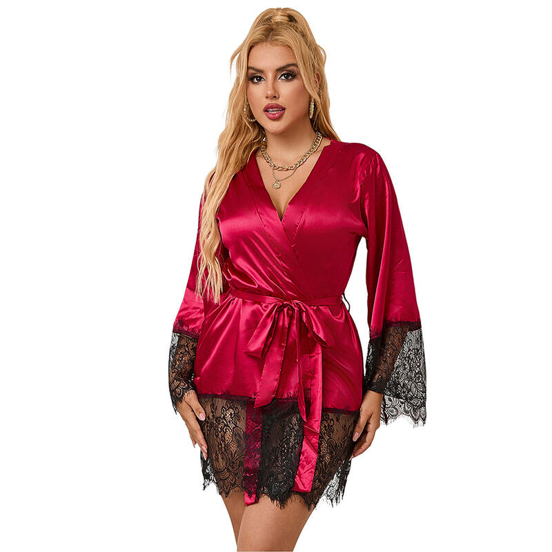 SUBBLIME - 953812 ELEGANT LACE PAJAMAS + THONG RED