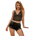 SUBBLIME - 953942 CASUAL SILK NIGHTGOWN + LACE PANTS BLACK