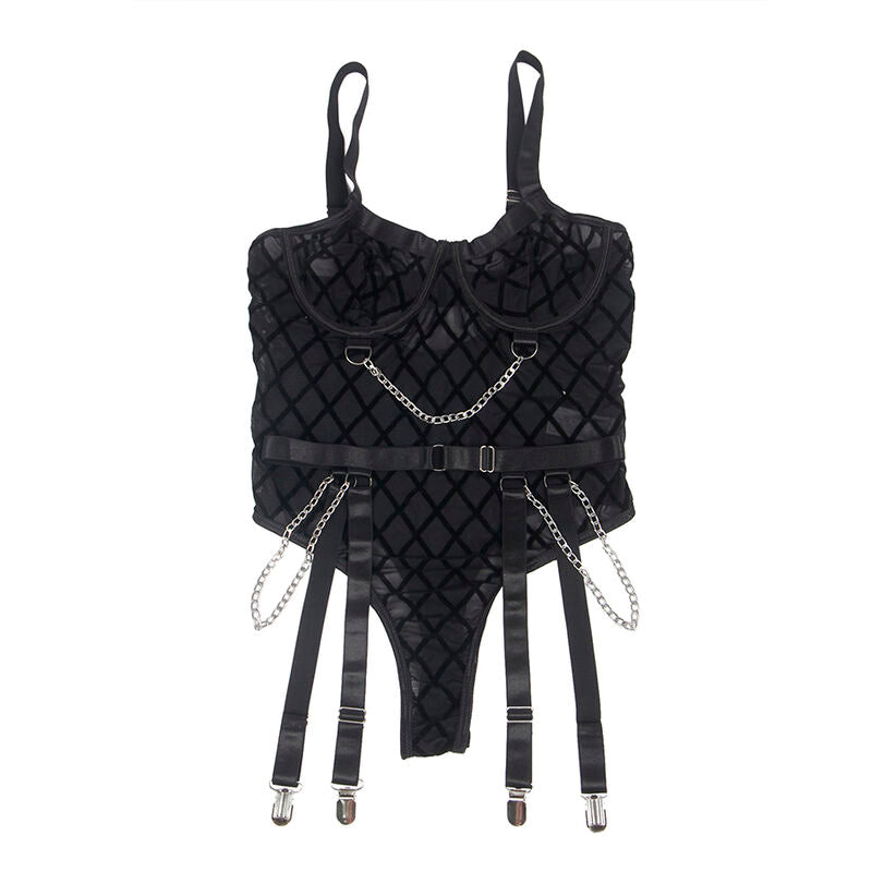 SUBBLIME - 9542277 BODY WITH CHAINS + GARTER BELT BLACK