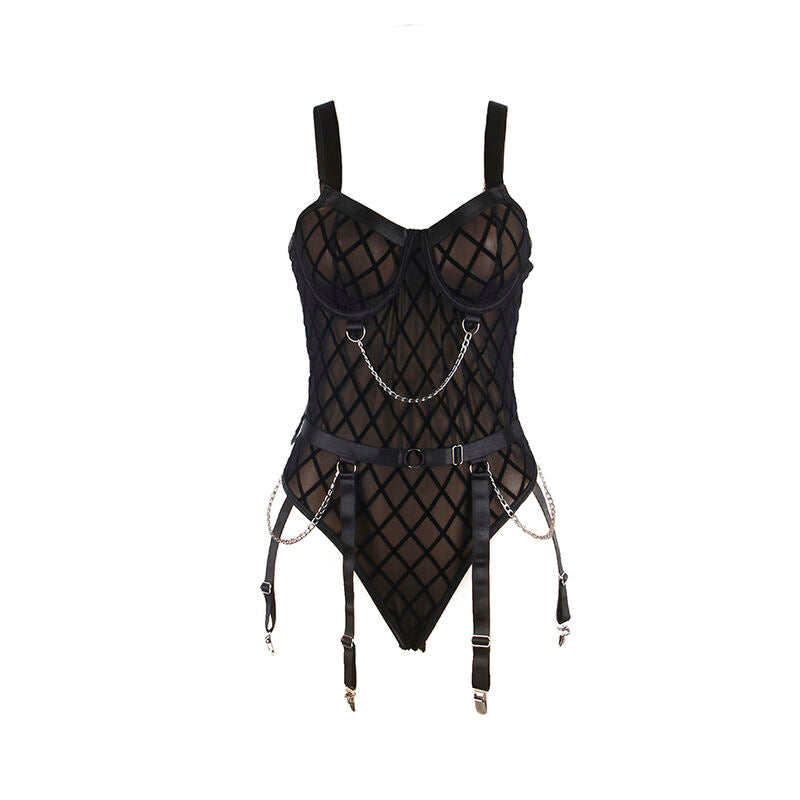 SUBBLIME - 9542277 BODY WITH CHAINS + GARTER BELT BLACK