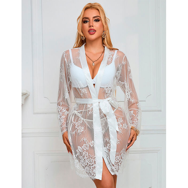 SUBBLIME - 954369 LONG SLEEVE NIGHTGOWN WITH FLORAL DESIGN WHITE