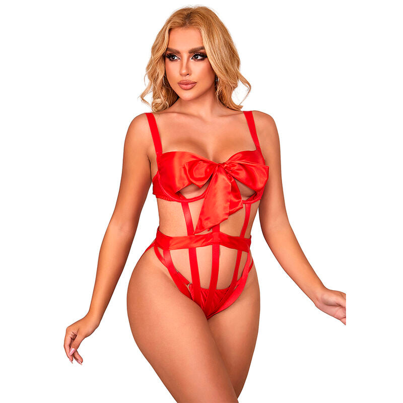 SUBBLIME - 954475 SEXY OPENWORK BODY WITH BOW RED