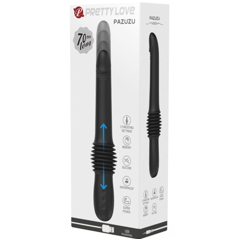 PRETTY LOVE - PAZUZU VIBRATOR 3 THRUST MODES BLACK