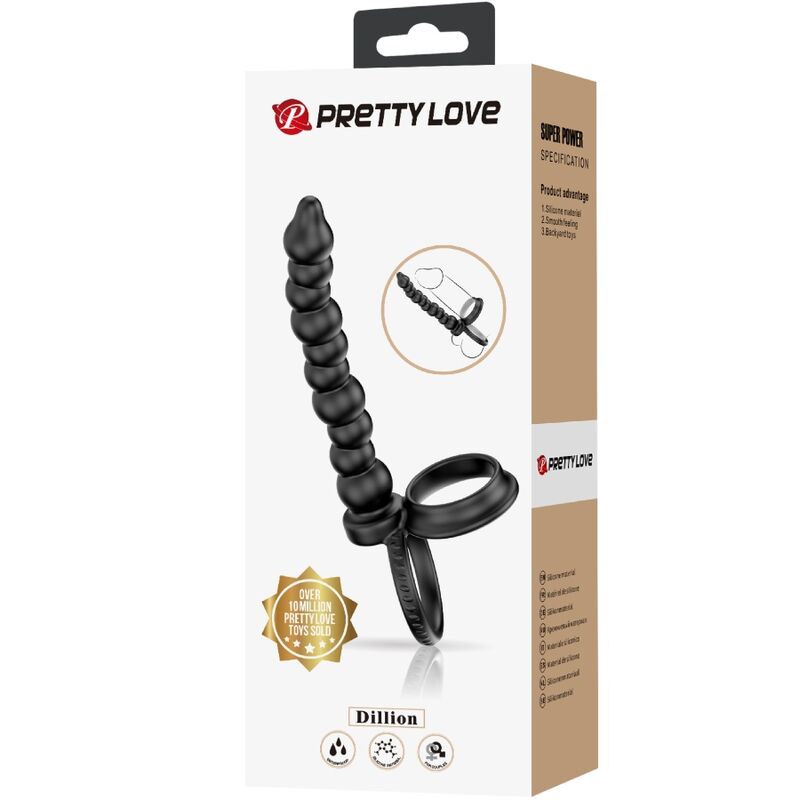 PRETTY LOVE - DILLION DOUBLE PENETRATION COCK RING BLACK