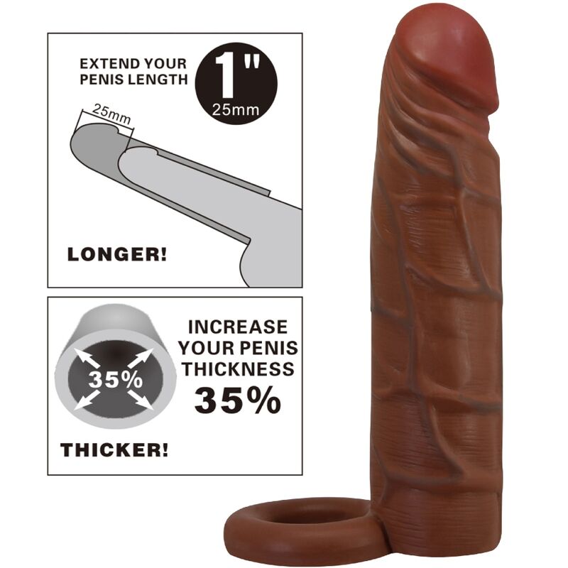 PRETTY LOVE - KAILE PENIS SLEEVE WITH 2.5 CM EXTENSION MULATTO