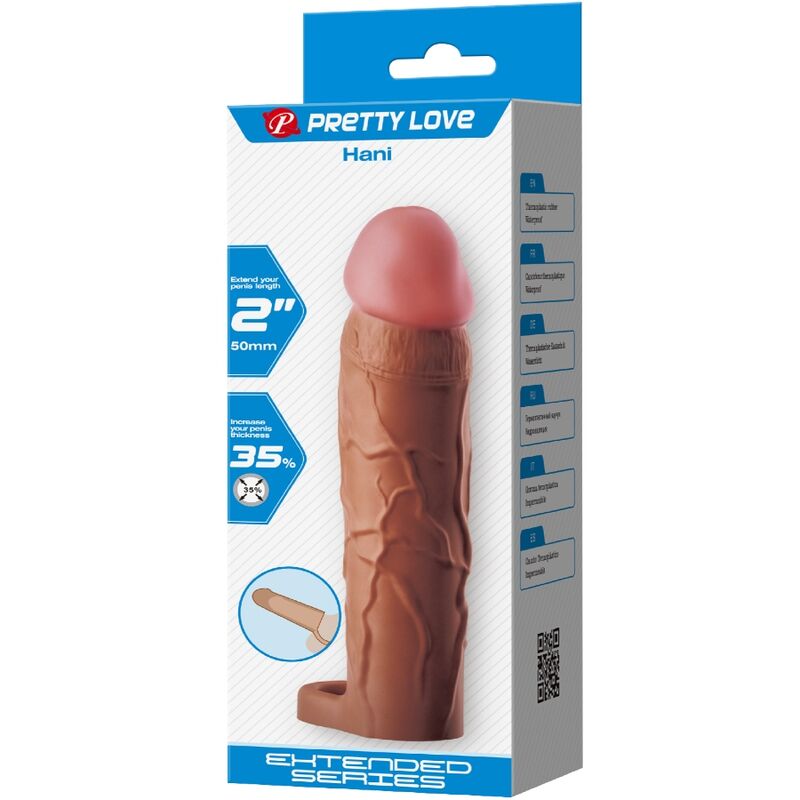 PRETTY LOVE - HANI PENIS SLEEVE WITH 5 CM EXTENSION MULATTO