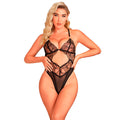 SUBBLIME - 955229 TRANSPARENT BODYSUIT WITH HOLLOW LACE BLACK
