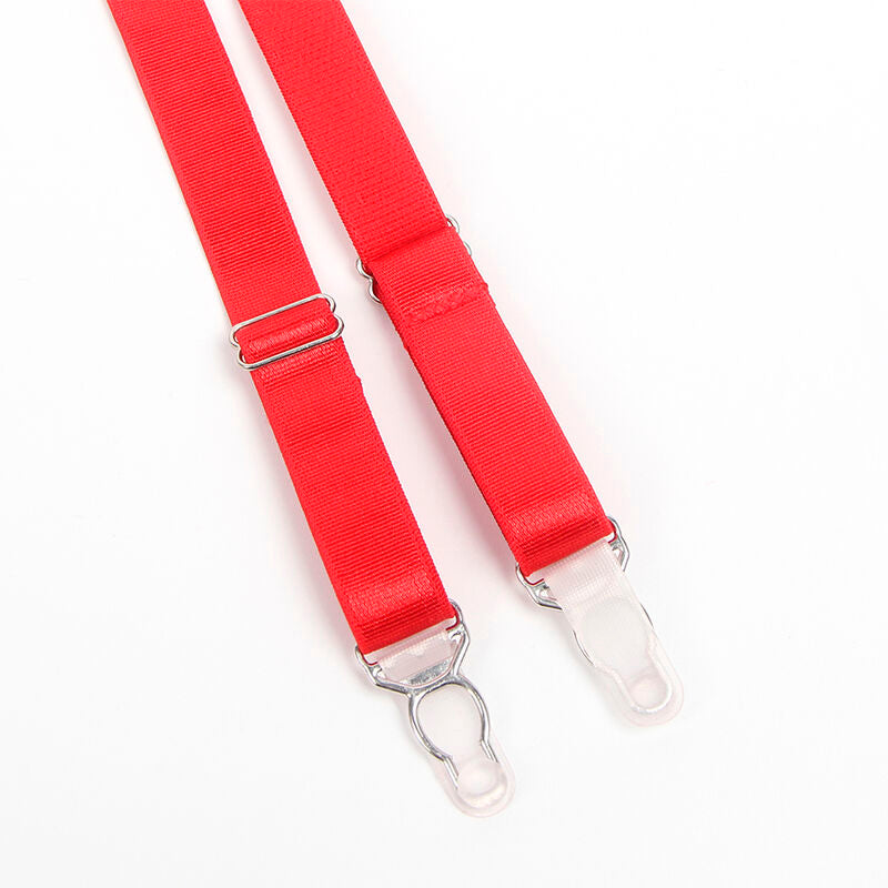 SUBBLIME - 955250 RED BONDAGE BRA WITH GARTER SET S/M