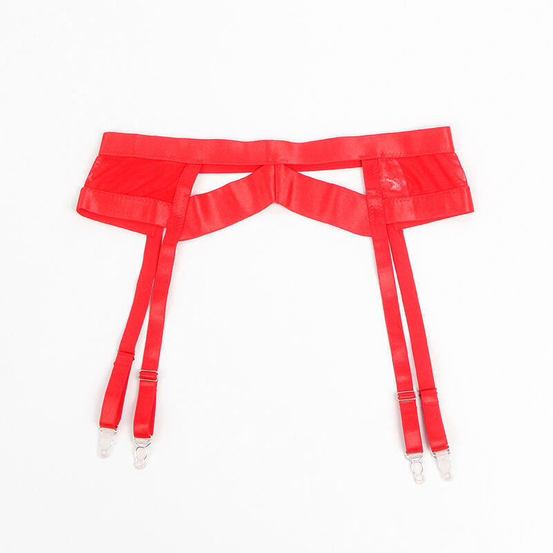 SUBBLIME - 955267 RED BONDAGE BRA WITH GARTER SET L/XL