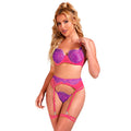 SUBBLIME - 955366 BRA SET WITH LACE AND GARTER LINES PINK AND PURPLE