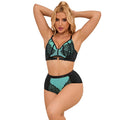 SUBBLIME - 955564 GREEN PATENT LEATHER MESH ZIPPER BRA SET