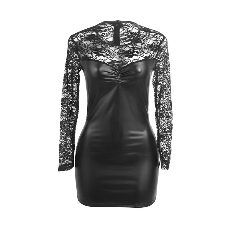 SUBBLIME - 955595 LONG SLEEVE DRESS WITH BLACK LACE S/M
