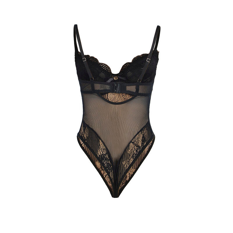 SUBBLIME - 955618 LACE BODYSUIT WITH BOTTOM CLOSURE BLACK