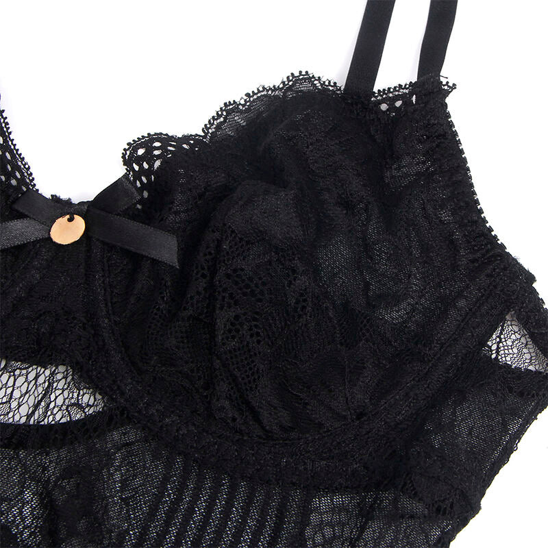SUBBLIME - 955618 LACE BODYSUIT WITH BOTTOM CLOSURE BLACK