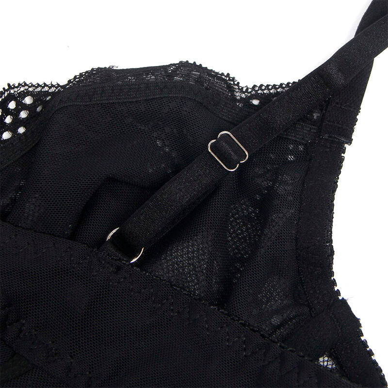 SUBBLIME - 955618 LACE BODYSUIT WITH BOTTOM CLOSURE BLACK