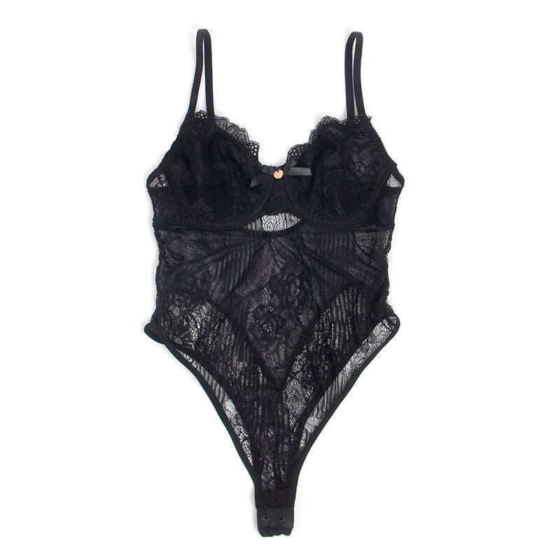 SUBBLIME - 955618 LACE BODYSUIT WITH BOTTOM CLOSURE BLACK