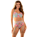 SUBBLIME - 957643 FLOWER EMBROIDERED BRA AND GARTER BELT SET PINK