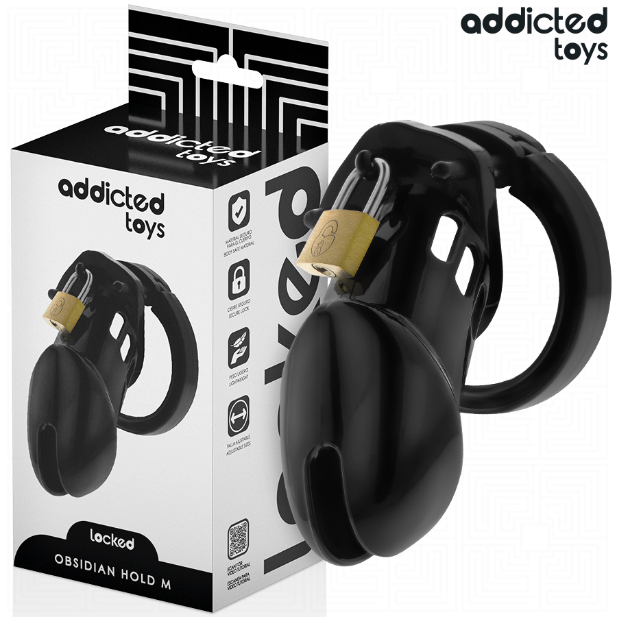 ADDICTED TOYS LOCKED - OBSIDIAN HOLD PENIS CAGE SIZE M