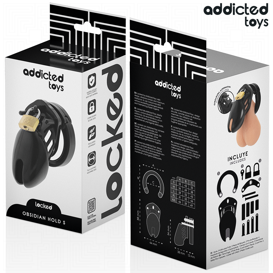 ADDICTED TOYS LOCKED - OBSIDIAN HOLD PENIS CAGE SIZE S