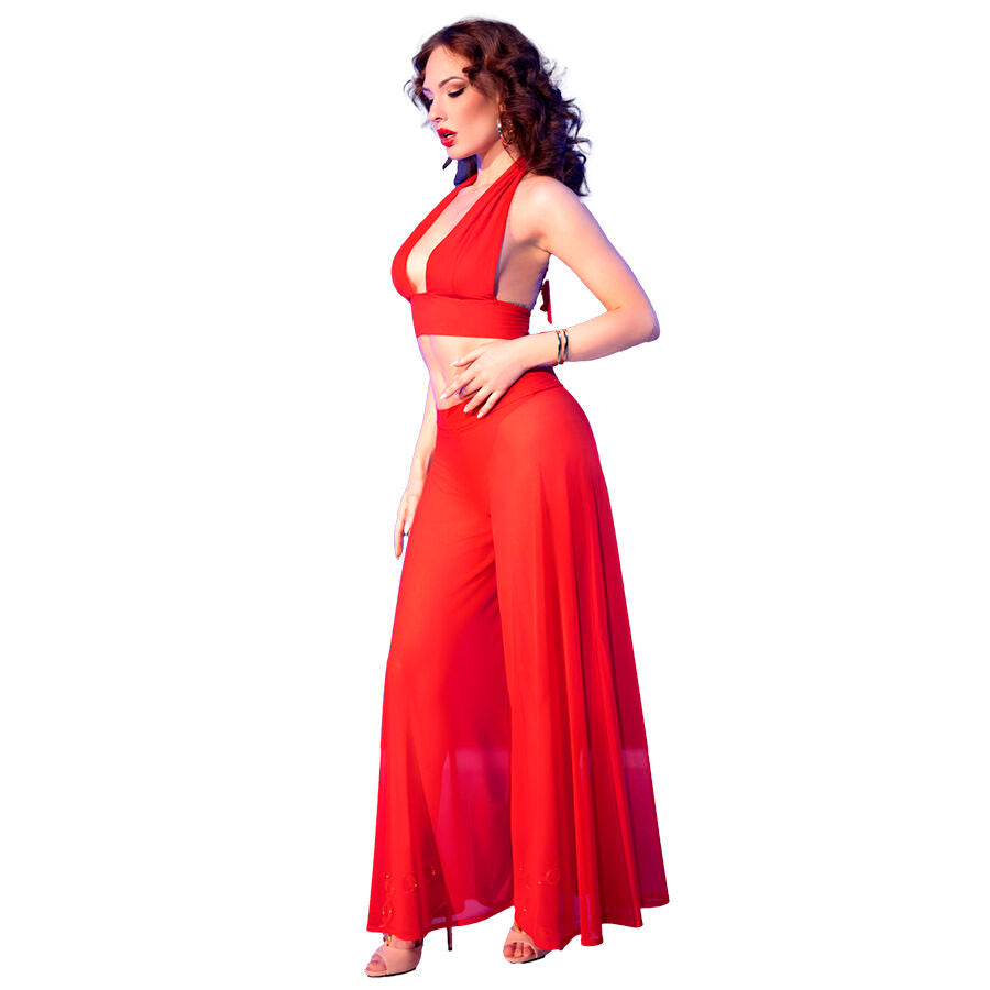CHILIROSE - CR 4857 RED TOP AND PANTS SET SIZE M