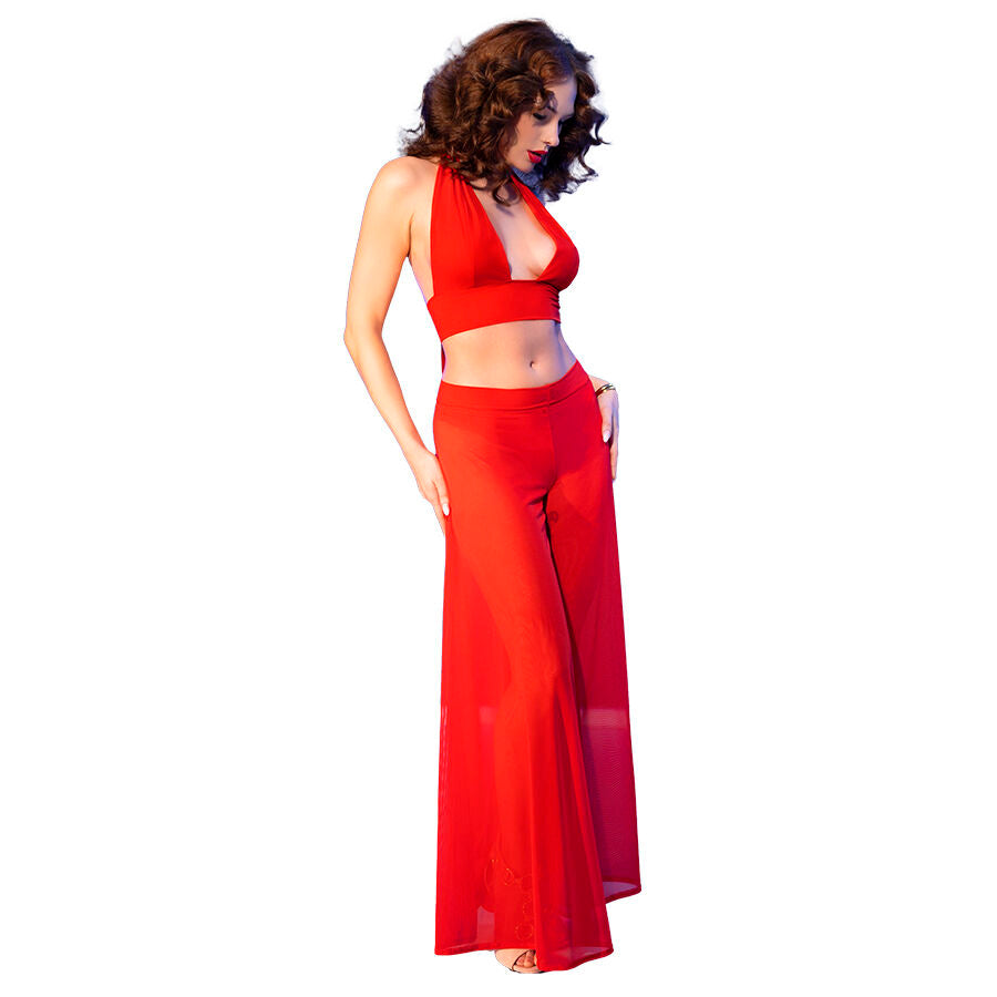 CHILIROSE - CR 4857 RED TOP AND PANTS SET SIZE XL